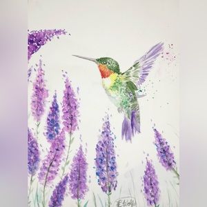 Watercolor hummingbird art